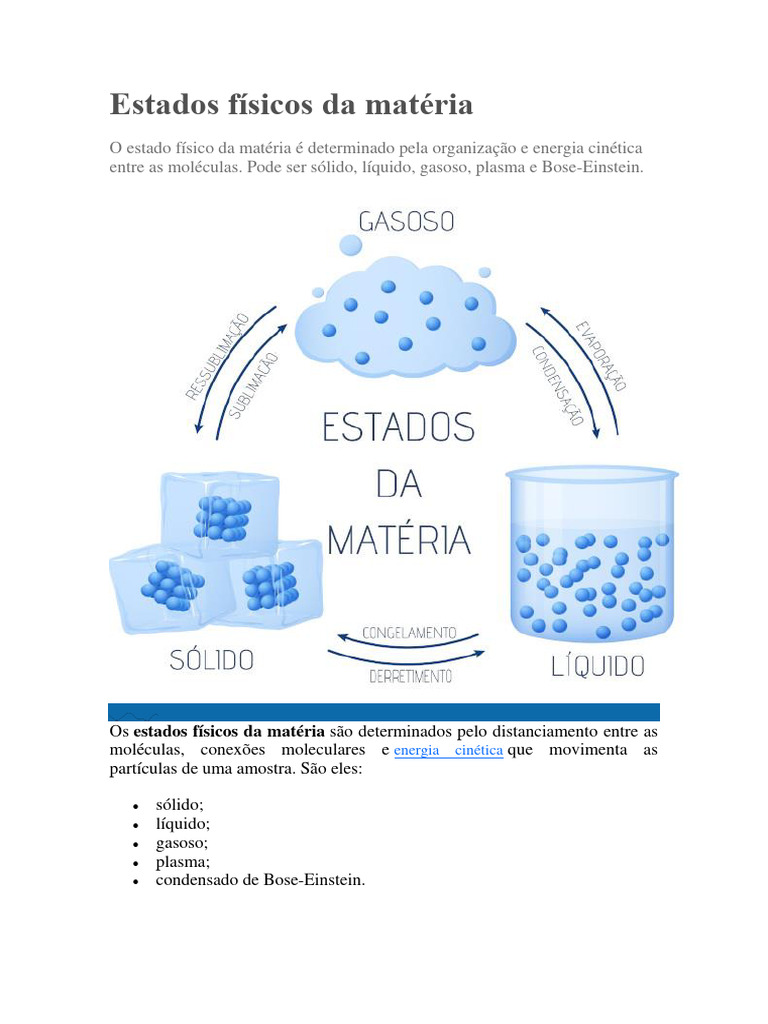 Estados da Matéria: Guia Completo | PDF | Gases | Sólido