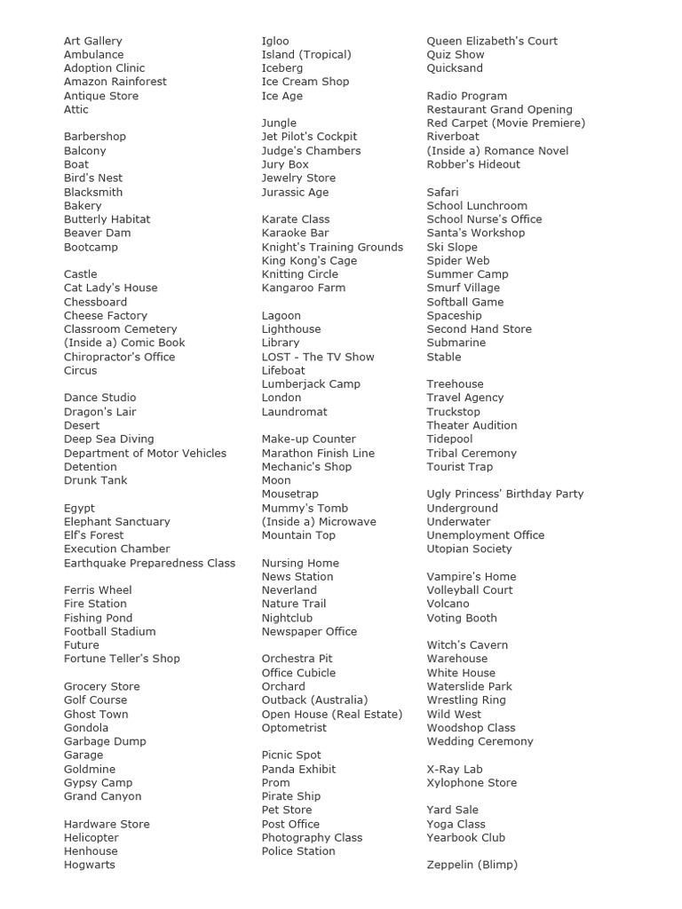 Improv Scenarios Pdf