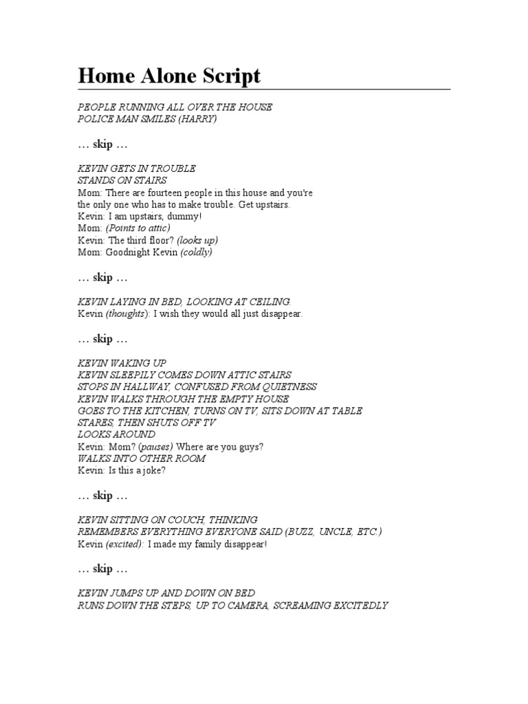 Home Alone Script Leisure