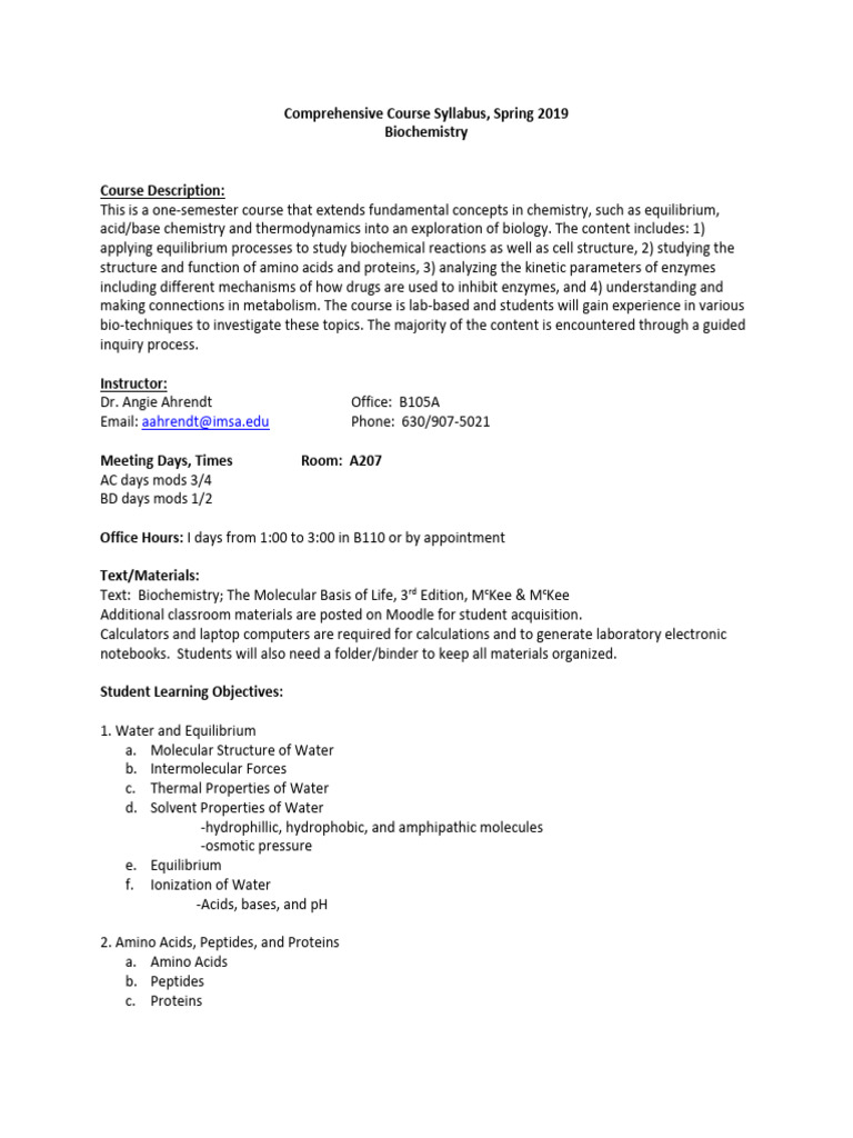BIOCHEMISTRY PAPER 1 SYLLABUS visual data 2