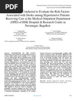 Keywords:-Hospital, Hypertensive Patients, Knowledge,: Outpatient Department, Risk Factors of Stroke, Study