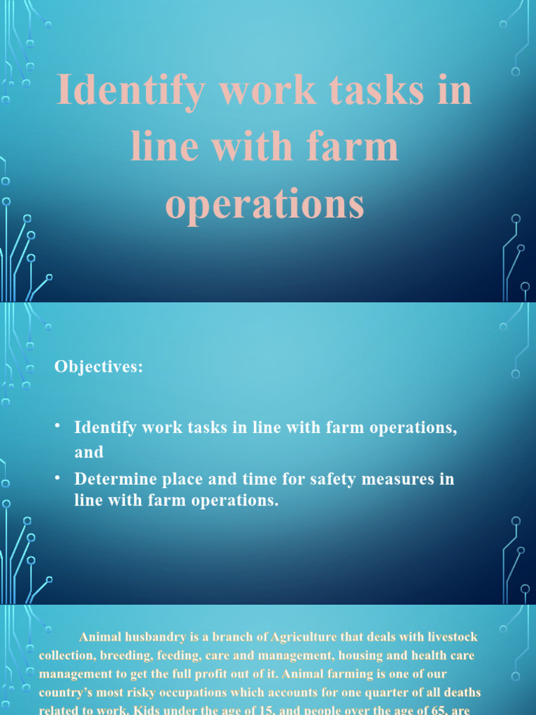 Farm Operations and Safety Tasks | PDF | Livestock | Agriculture