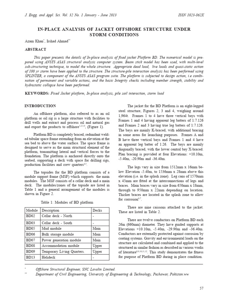 In-Place Analysis of Jacket Offshore Structure Under Storm Conditions ...