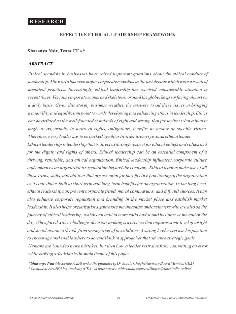 Effective Ethical Leadership Framework | PDF | Leadership | Decision Making