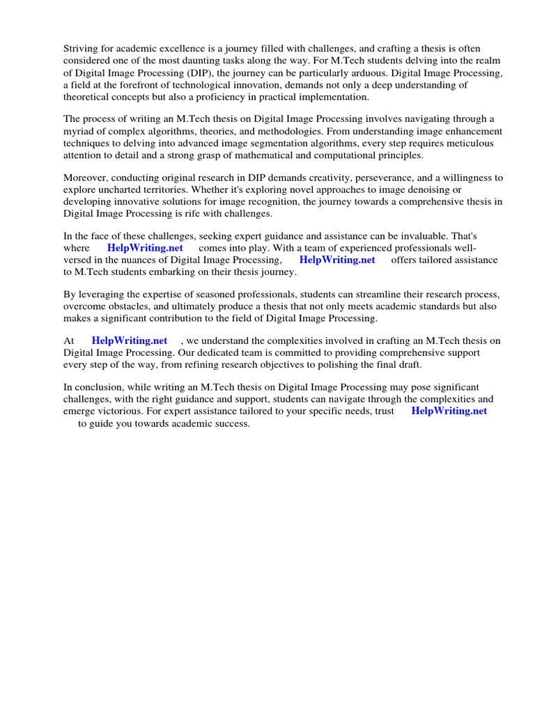 M.tech Thesis On Digital Image Processing | PDF | Digital Image | Thesis