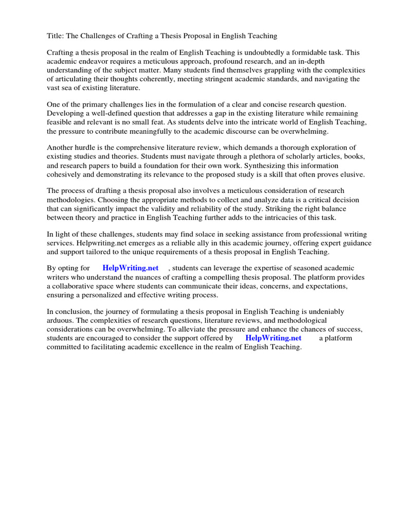 Thesis Proposal Challenges in English Teaching | PDF | Thesis | Plagiarism