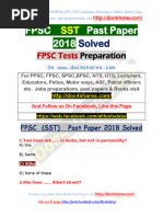 FPSC (SST) Solved Mcqs Past Paper 2018