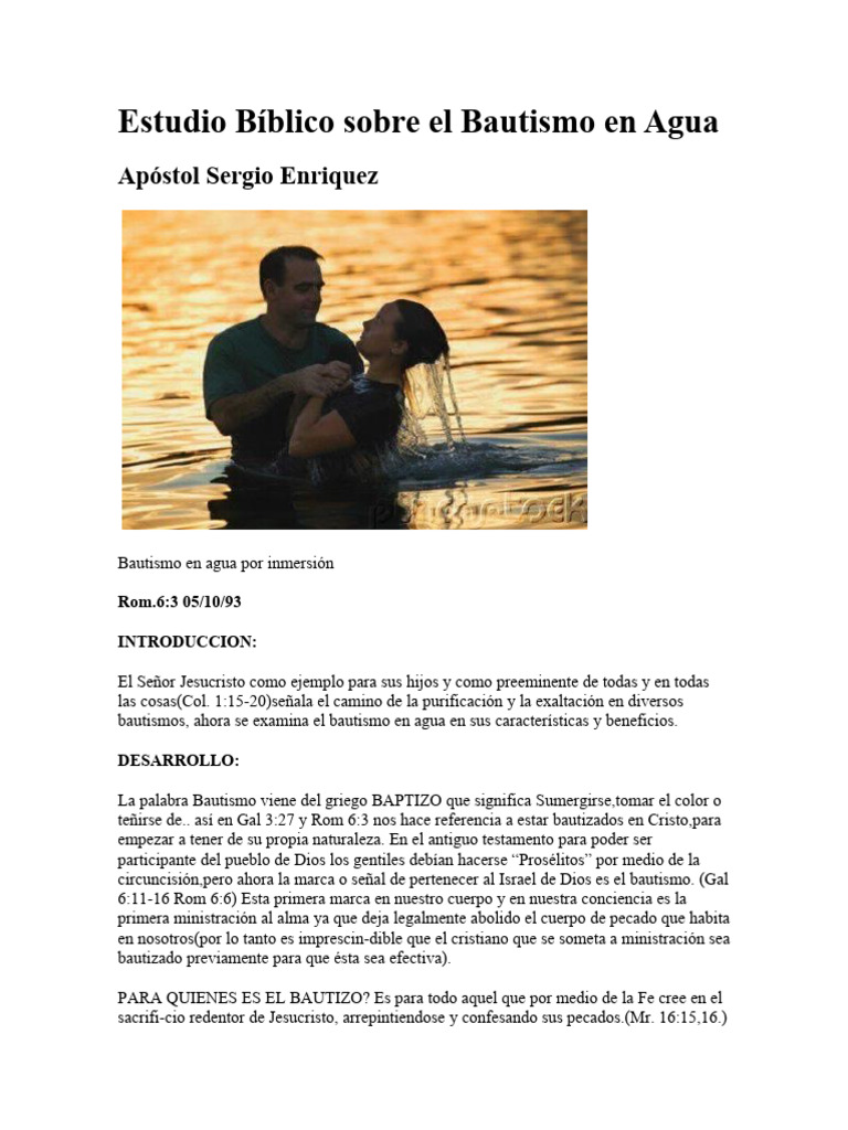 Estudio Bíblico del Bautismo en Agua | PDF | Bautismo | Jesús