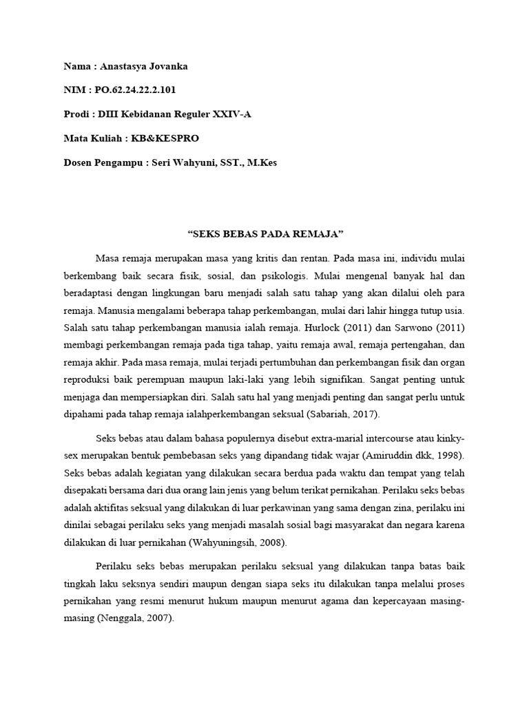 Dampak Seks Bebas Pada Remaja Pdf Ilmu Sosial Pengembangan Diri