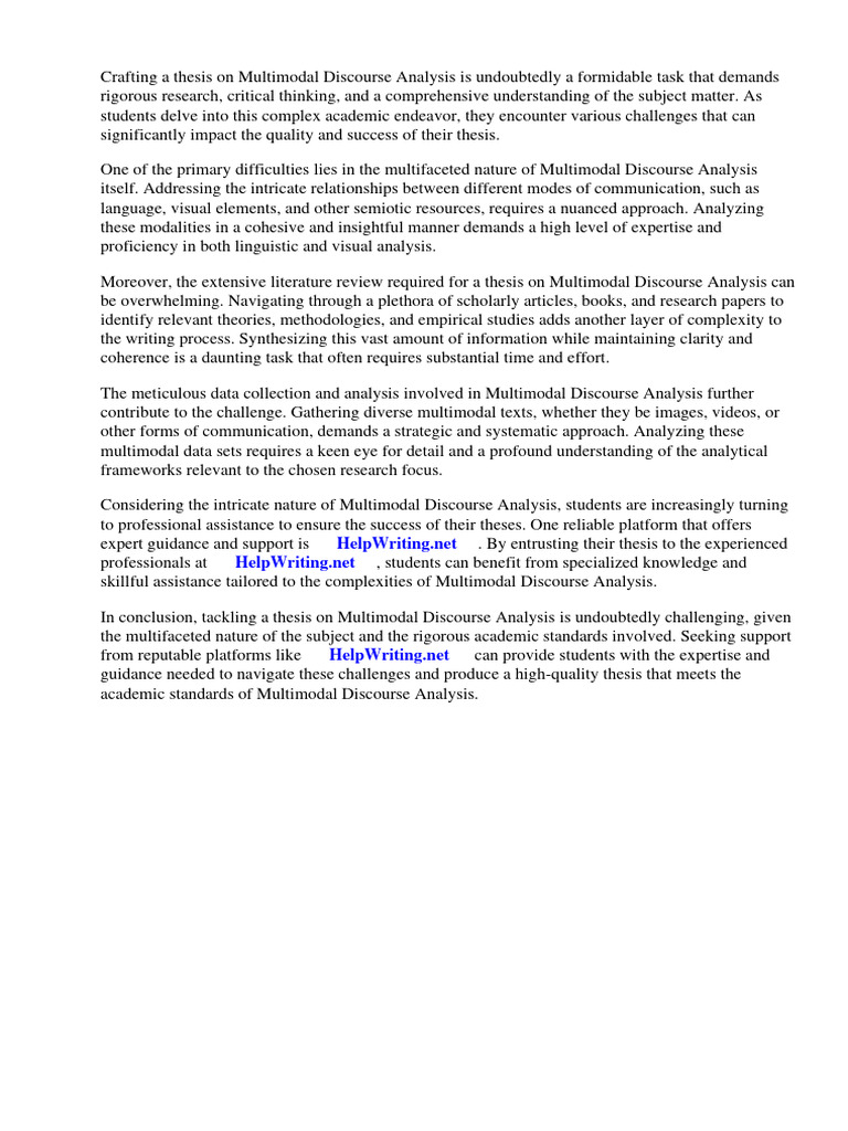 Thesis on multimodal discourse analysis pdf discourse linguistics