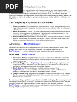 Synthesis Essay Outline
