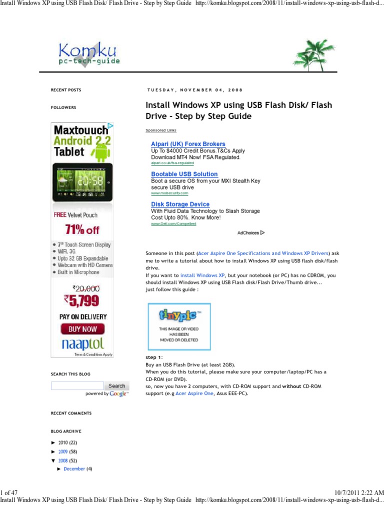 Install Windows XP via USB Guide | PDF | Usb Flash Drive | Booting