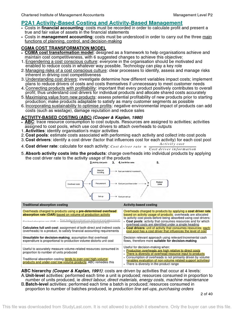CIMA P2 Advanced Management Accounting Guide | PDF | Information ...