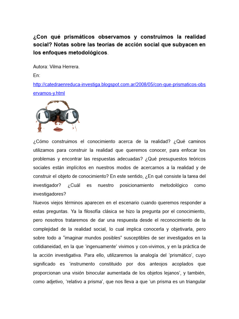 Prismas en la Investigación Social | PDF | Conocimiento | Realidad
