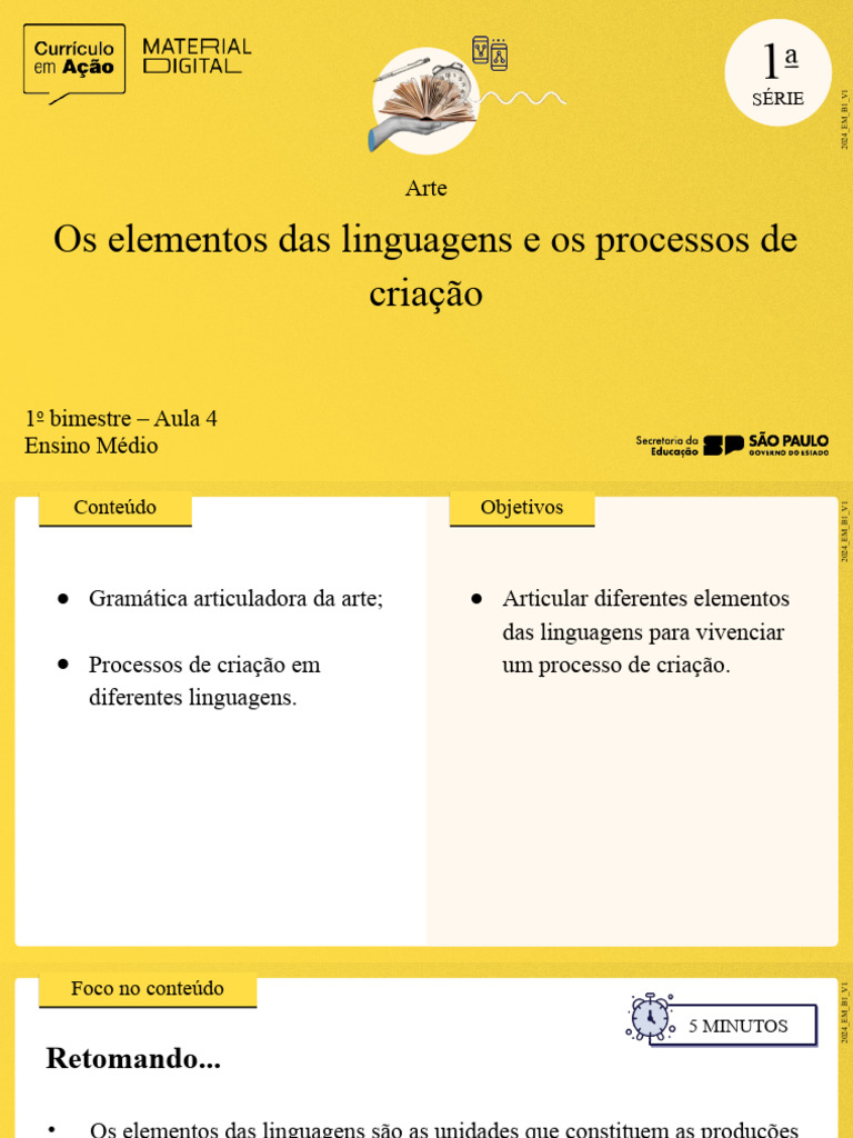 Elementos da Arte no Ensino Médio | PDF | Artes Linguísticas e Disciplina