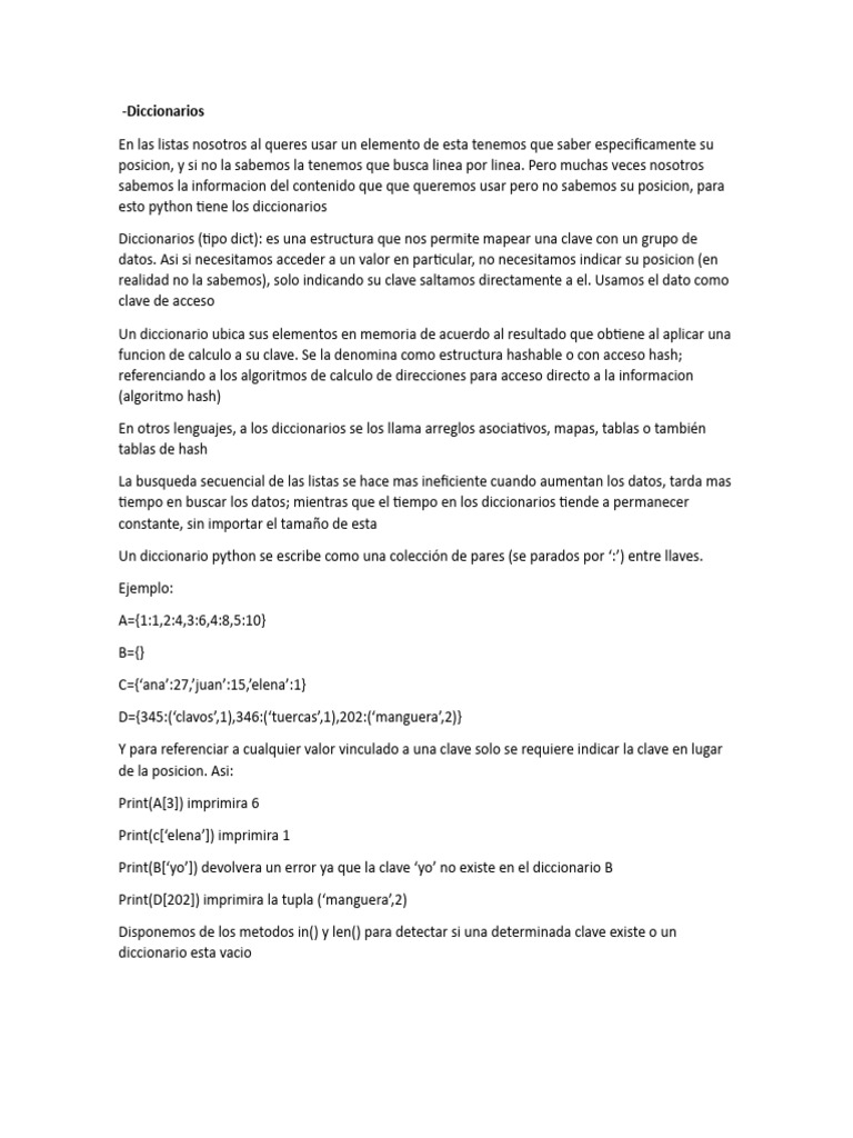 2 Diccionarios PensamientoComputacional 2c 2023 | PDF | Python ...