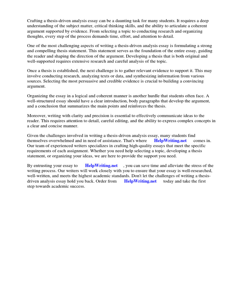 Thesis Driven Analysis Essay | Download Free PDF | Essays | Thesis