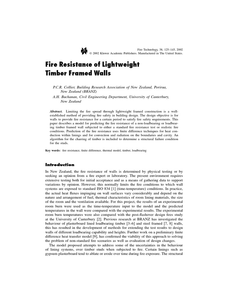 Fire Resistance of Lightweight Timber Framed Walls | PDF | Heat ...