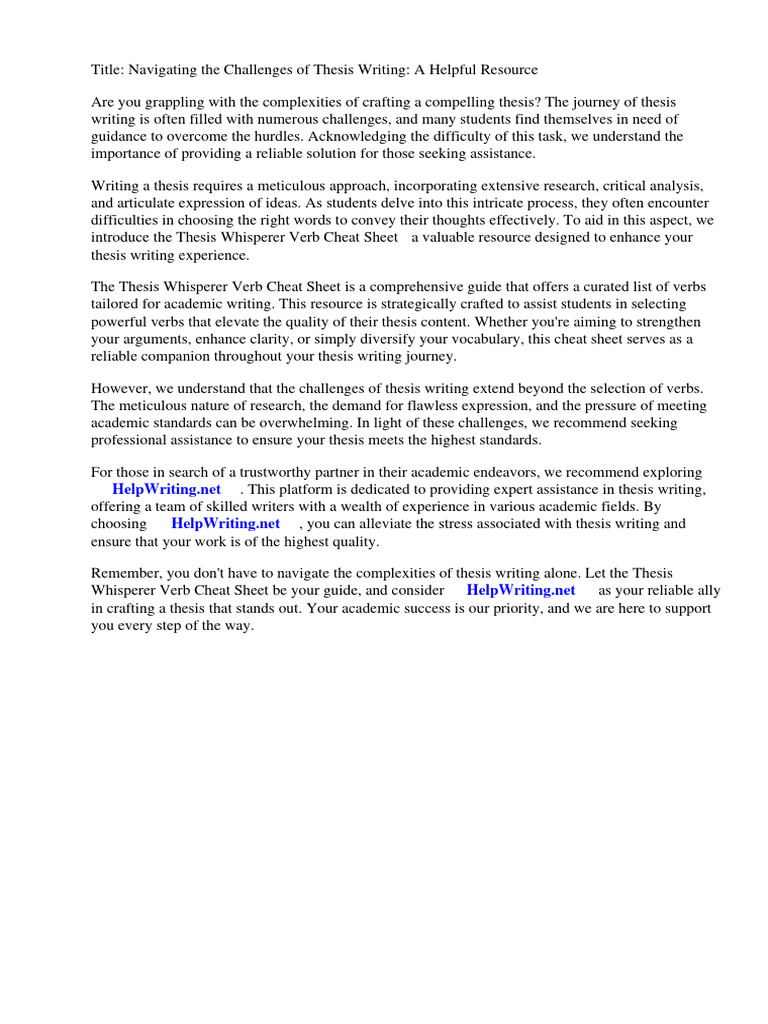 Thesis Whisperer Verb Cheat Sheet Download Free Pdf Thesis