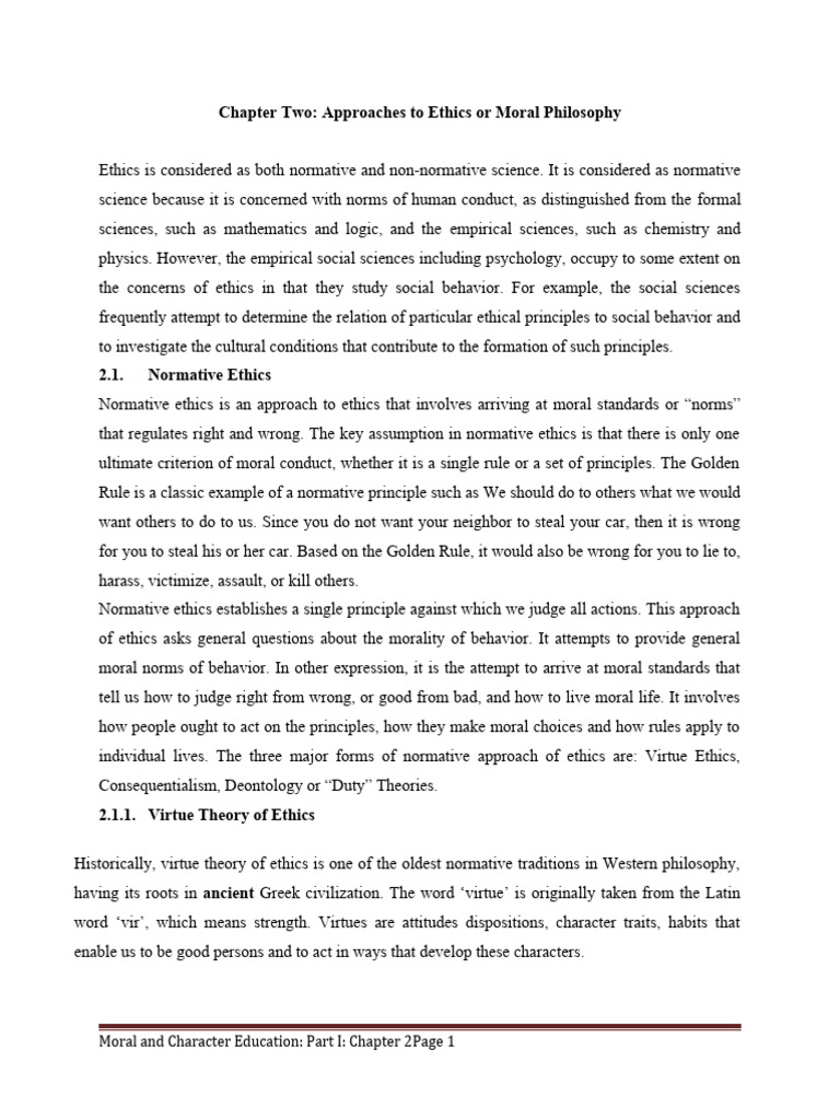 Chapter Two Moral Education 2016 2 Pdf Virtue Ethics