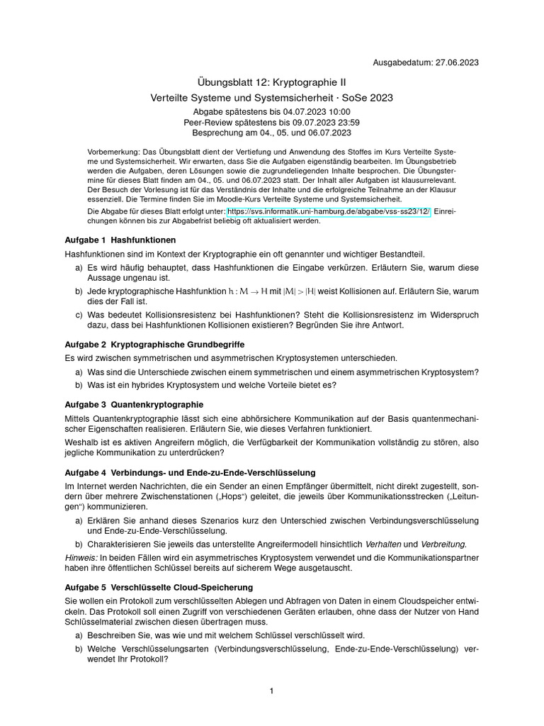 VSS Aufgabenblatt12 | PDF