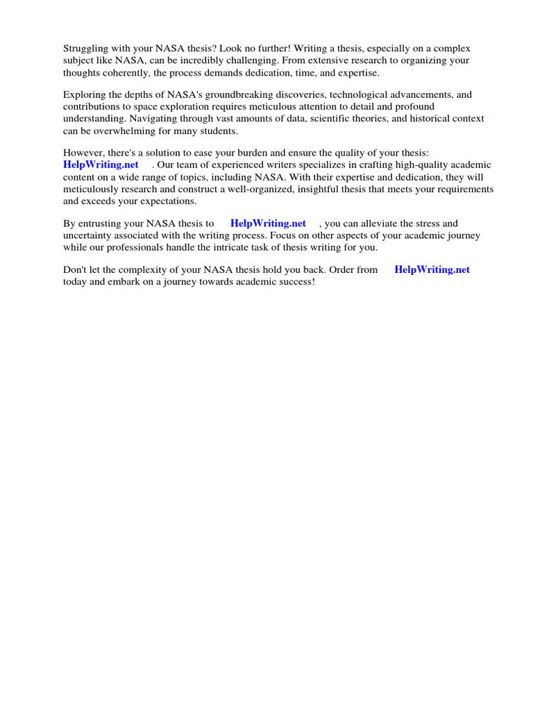 Nasa Thesis | PDF | Nasa | Space Exploration