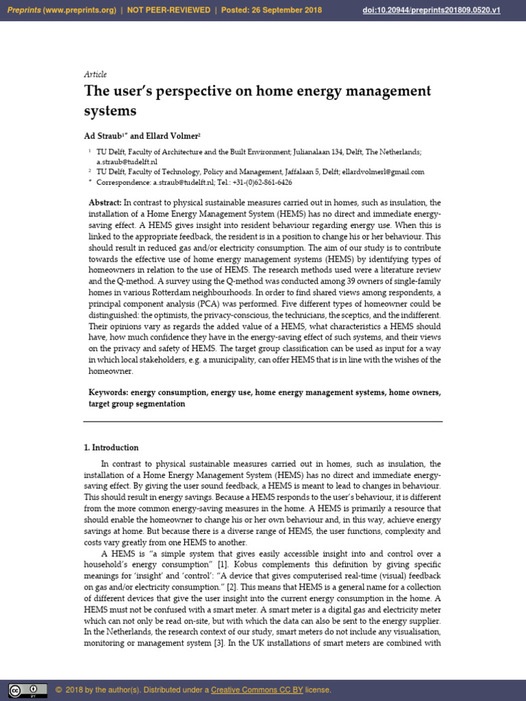 Homeowners' Views on Energy Management Systems | PDF | Principal ...