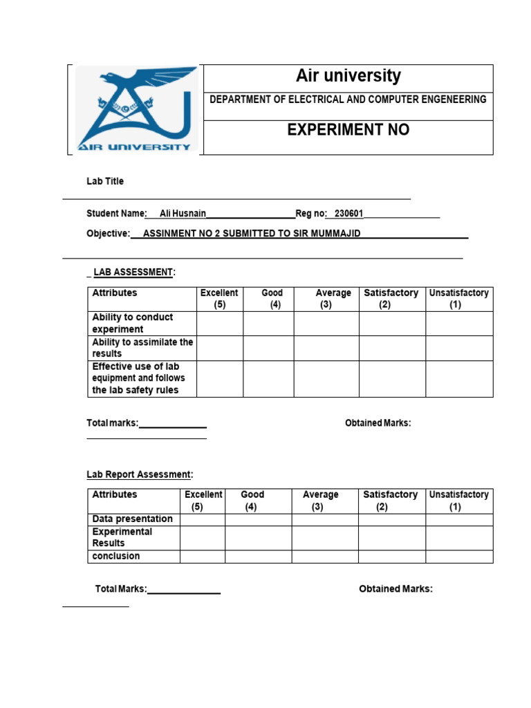 Lab Assessment for Electrical Engineering | PDF