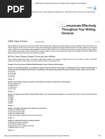 MCQ - Class 9 - Physics - Force and Laws of Motion