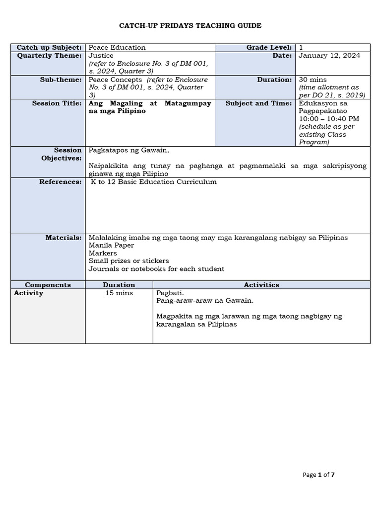 PEACE EDUCATION MEANING IN TAGALOG intelligence overview