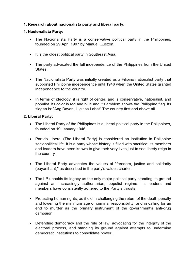 Informations of Political Parties | PDF | Philippines | Government