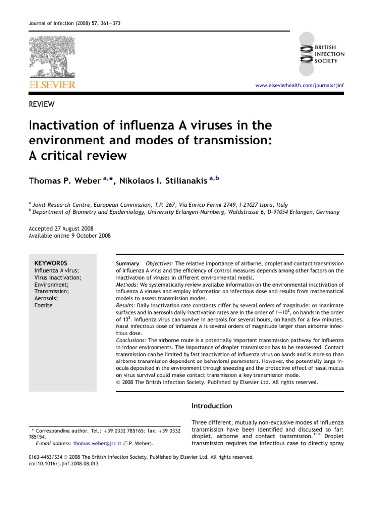 Inactivation of Influenza A Viruses Review | PDF | Avian Influenza ...