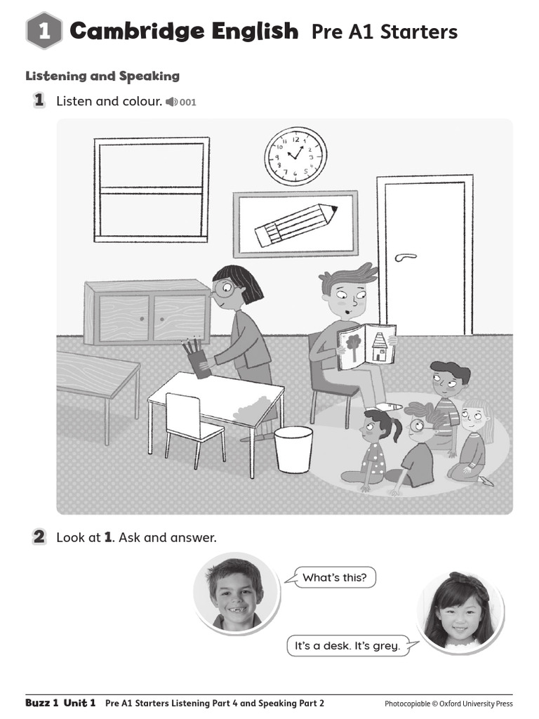Pre A1 Starters Buzz 1 Activities | PDF