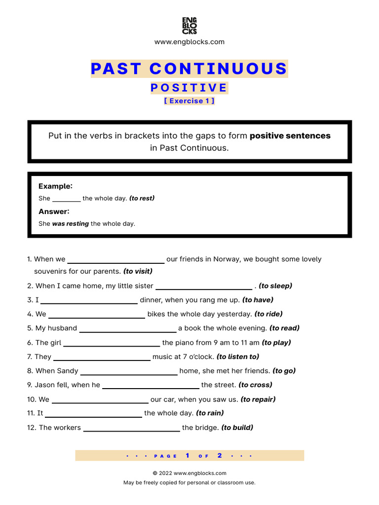 Past Continuous Positive | PDF | Linguistics | Grammar