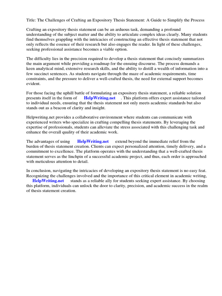 Example Expository Thesis Statement | PDF | Essays | Thesis
