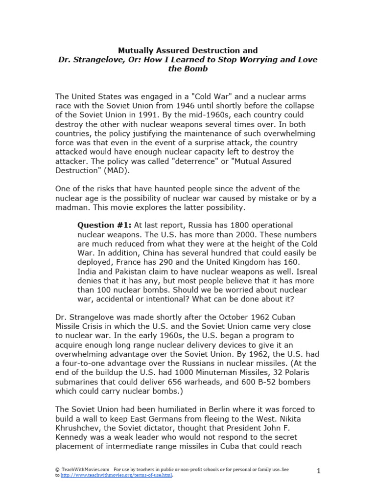 Understanding Mutually Assured Destruction | PDF | Mutual Assured ...