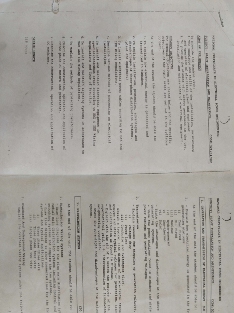 NC Electrical Power Engineering Syllabus | PDF