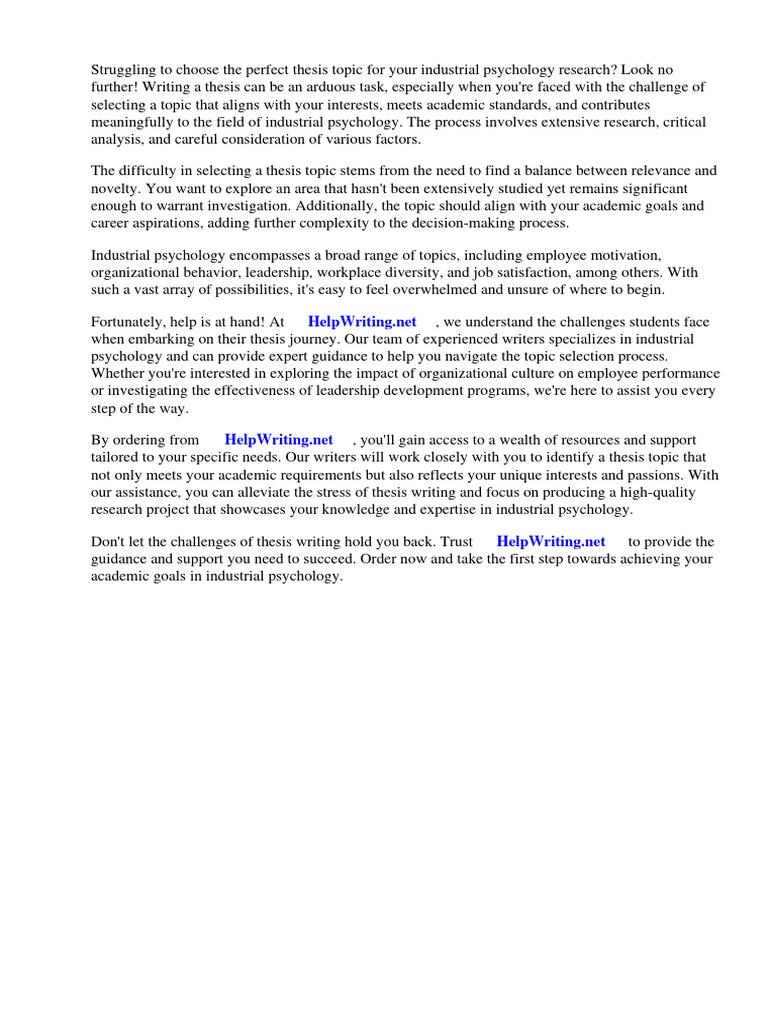 INDUSTRIAL PSYCHOLOGY RESEARCH TOPICS intelligence overview