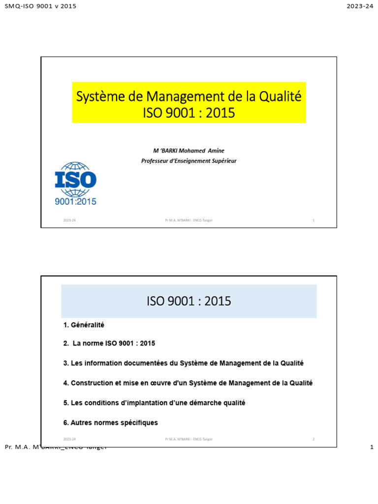Système de Management ISO 9001:2015 | PDF | Système de management de la ...