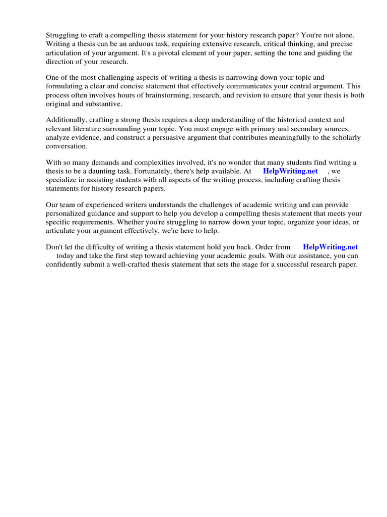 Crafting a Strong History Thesis Statement | PDF | Thesis | Essays