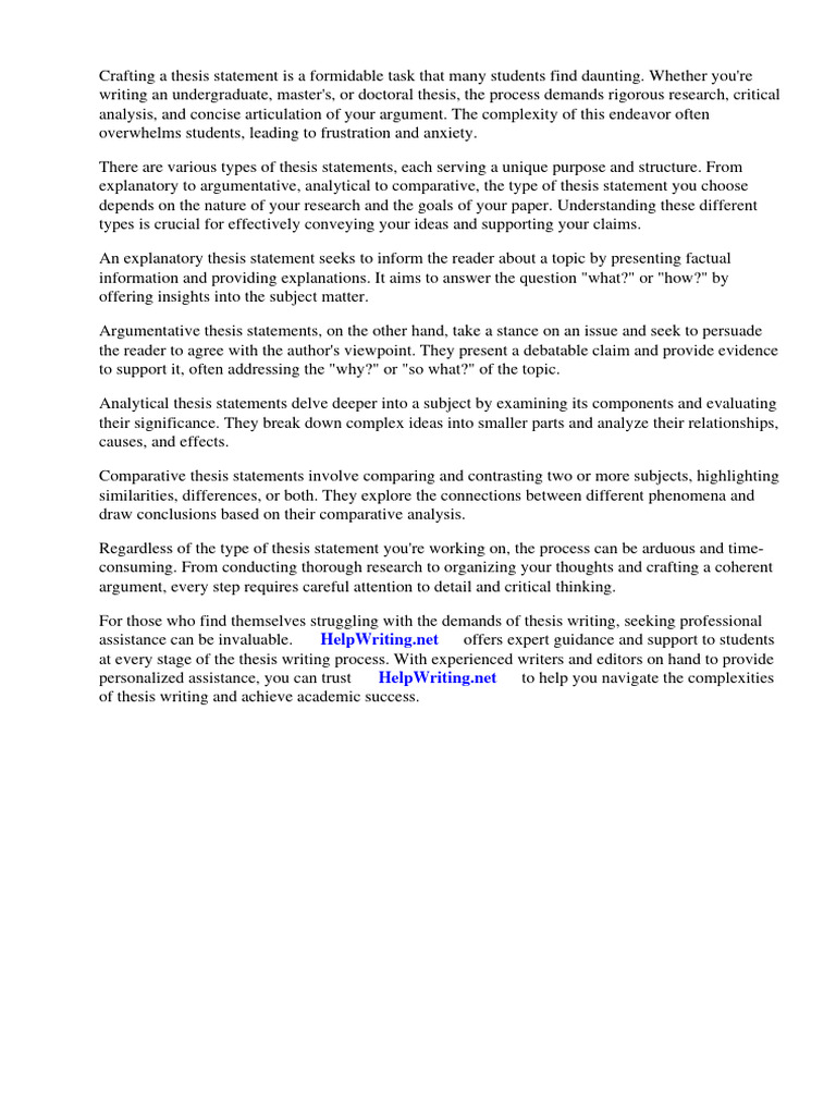 Different Types Of Thesis Statements Pdf Essays Thesis