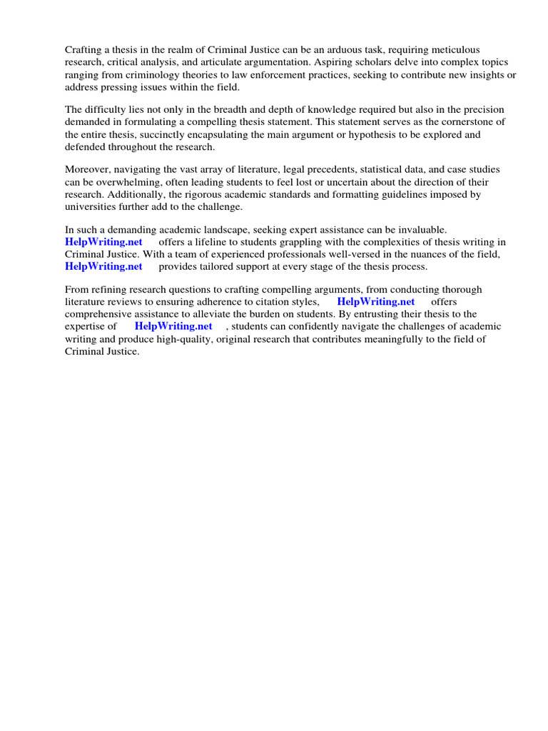 Criminal Justice Thesis Examples