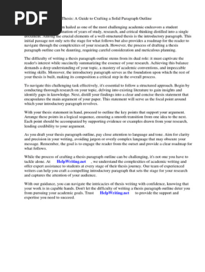 Thesis Paragraph Outline