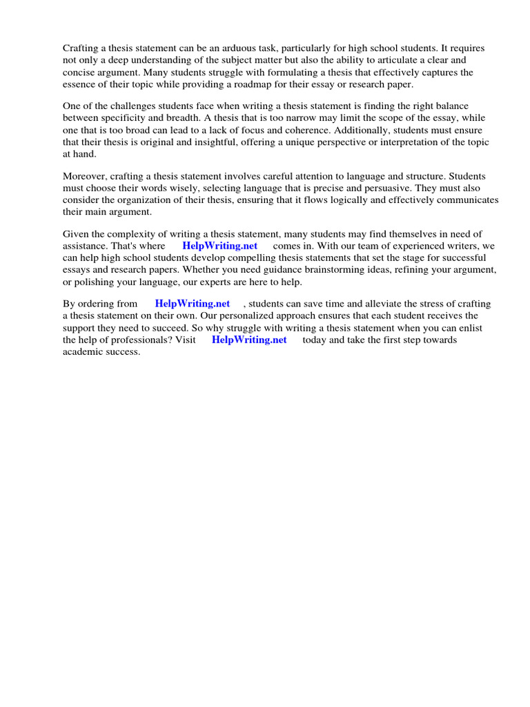 Thesis Statements Lesson Plans High School | PDF | Essays | Thesis