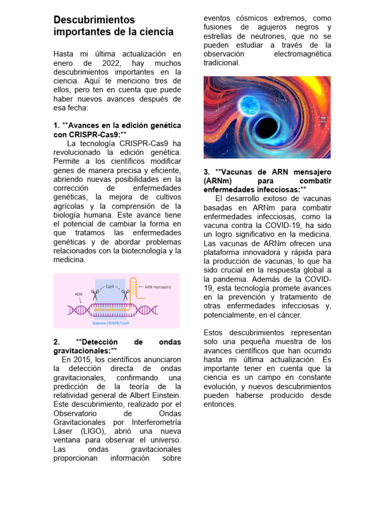 Descubrimientos Importantes de La Ciencia | PDF | Comunicación | Dialecto