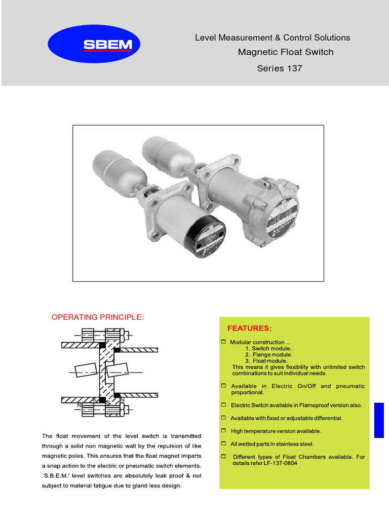 Magnetic Float Switch Wiring Guide | PDF | Switch | Mechanical Engineering
