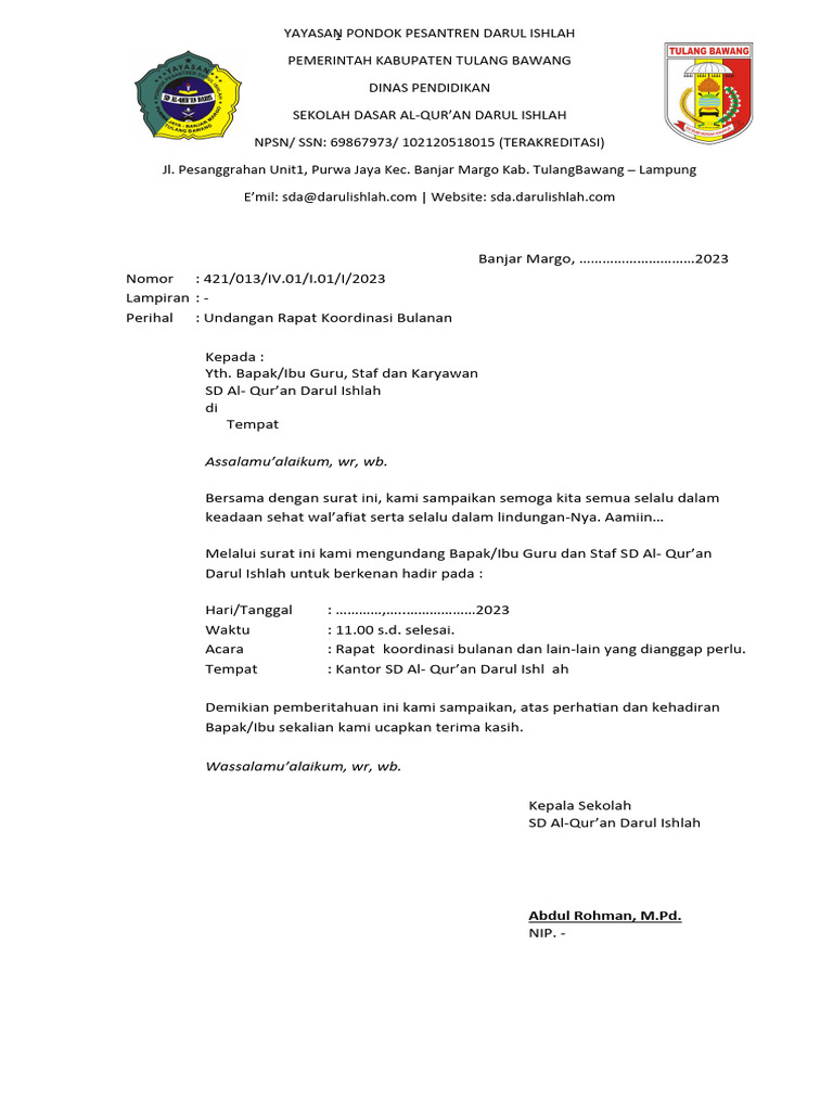 Undangan_Rapat_Guru | PDF