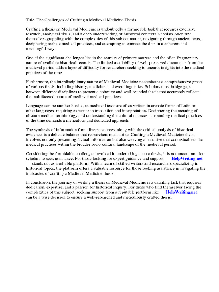 Medieval medicine thesis pdf medicine infection
