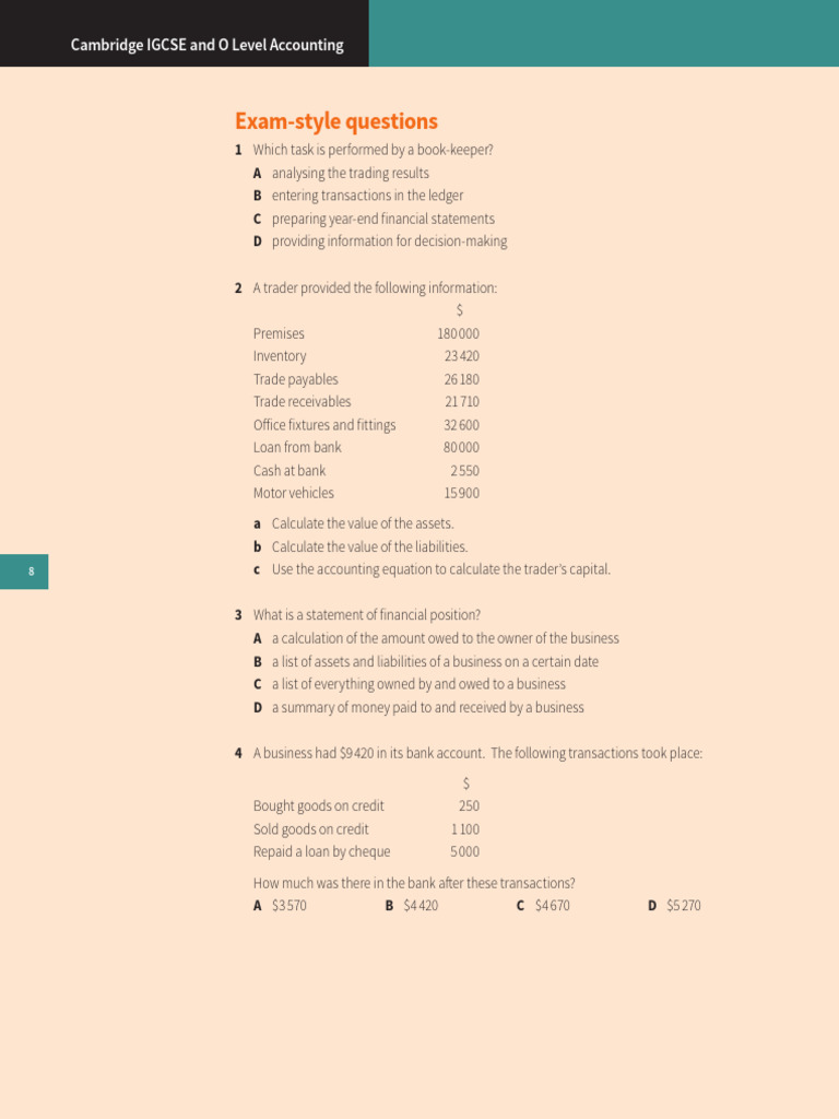Accounting Practice Set for IGCSE | PDF | Debits And Credits | Bookkeeping