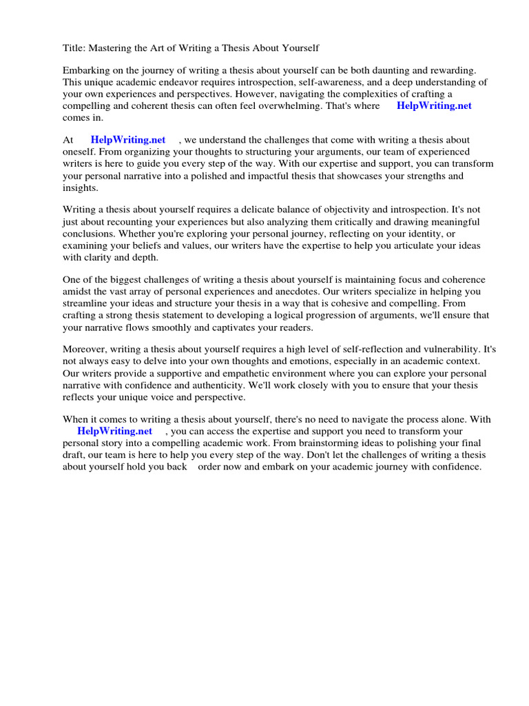 How to write a thesis about yourself pdf thesis essays